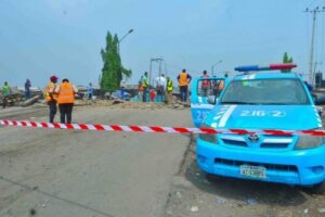 FRSC on inspection of the accident scene for crash on enugu- onitsha expressway