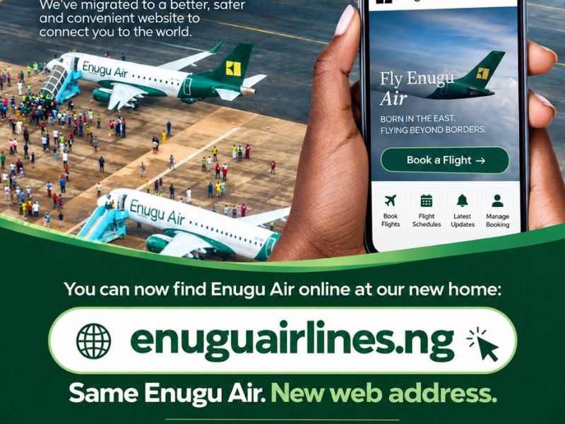Enugu Air Launches New Website, Moves Online Services to enuguairlines.ng