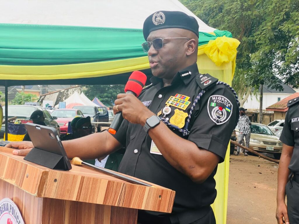 AIG Miller Gajere Dantawaye delivering the speech of the IGP